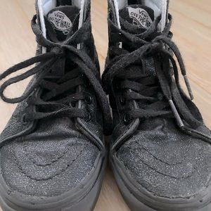 Girls Black Sparkly Vans